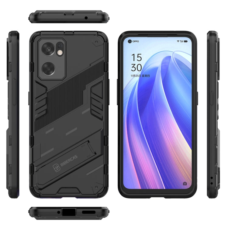 For OPPO Reno7 SE 5G Punk Armor 2 in 1 PC + TPU Shockproof Phone Case with Invisible Holder
