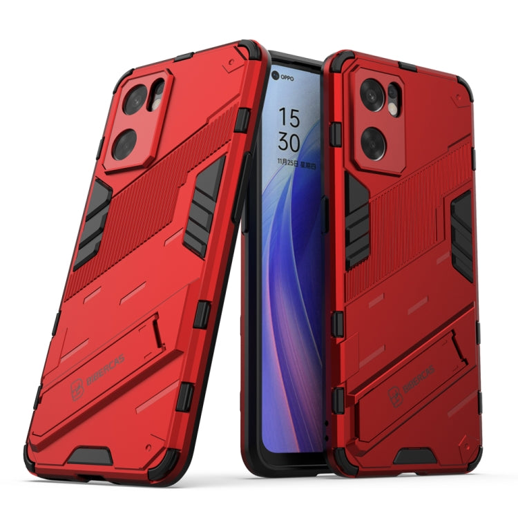 For OPPO Reno7 SE 5G Punk Armor 2 in 1 PC + TPU Shockproof Phone Case with Invisible Holder