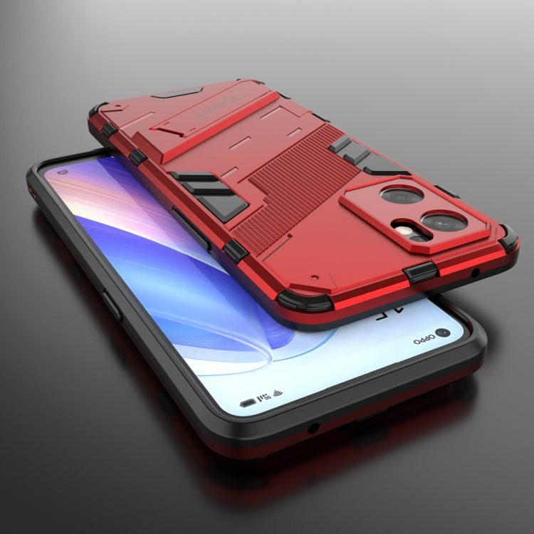 For OPPO Reno7 SE 5G Punk Armor 2 in 1 PC + TPU Shockproof Phone Case with Invisible Holder
