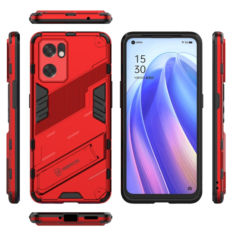 For OPPO Reno7 SE 5G Punk Armor 2 in 1 PC + TPU Shockproof Phone Case with Invisible Holder