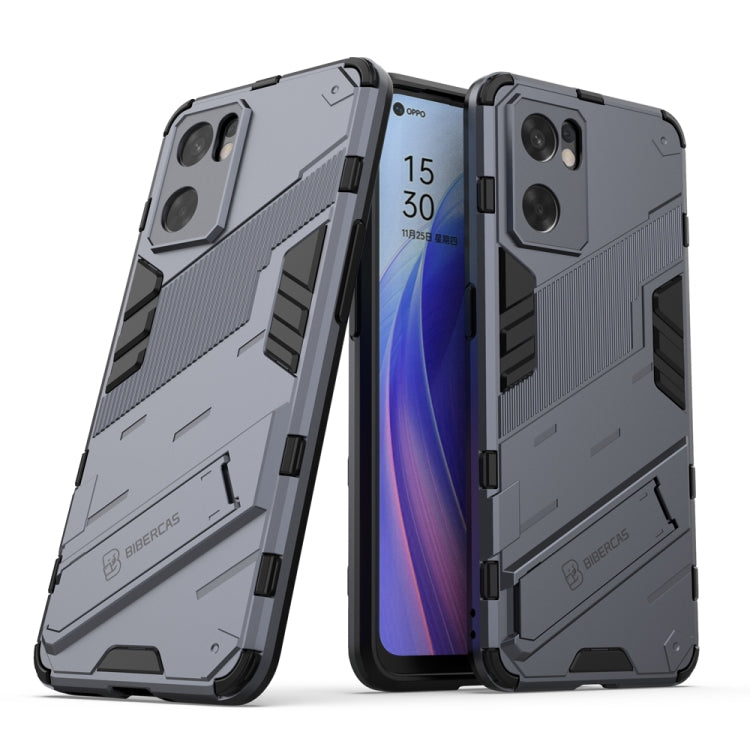 For OPPO Reno7 SE 5G Punk Armor 2 in 1 PC + TPU Shockproof Phone Case with Invisible Holder