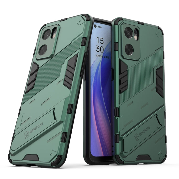 For OPPO Reno7 SE 5G Punk Armor 2 in 1 PC + TPU Shockproof Phone Case with Invisible Holder