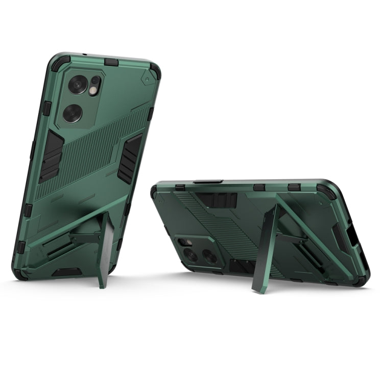 For OPPO Reno7 SE 5G Punk Armor 2 in 1 PC + TPU Shockproof Phone Case with Invisible Holder