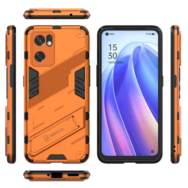 For OPPO Reno7 SE 5G Punk Armor 2 in 1 PC + TPU Shockproof Phone Case with Invisible Holder