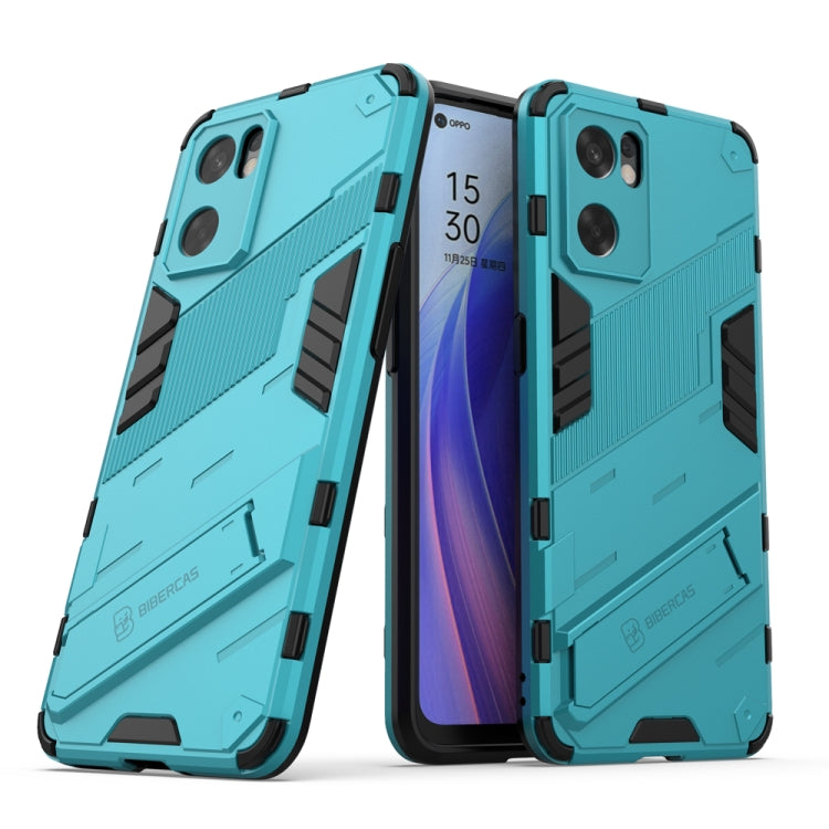 For OPPO Reno7 SE 5G Punk Armor 2 in 1 PC + TPU Shockproof Phone Case with Invisible Holder