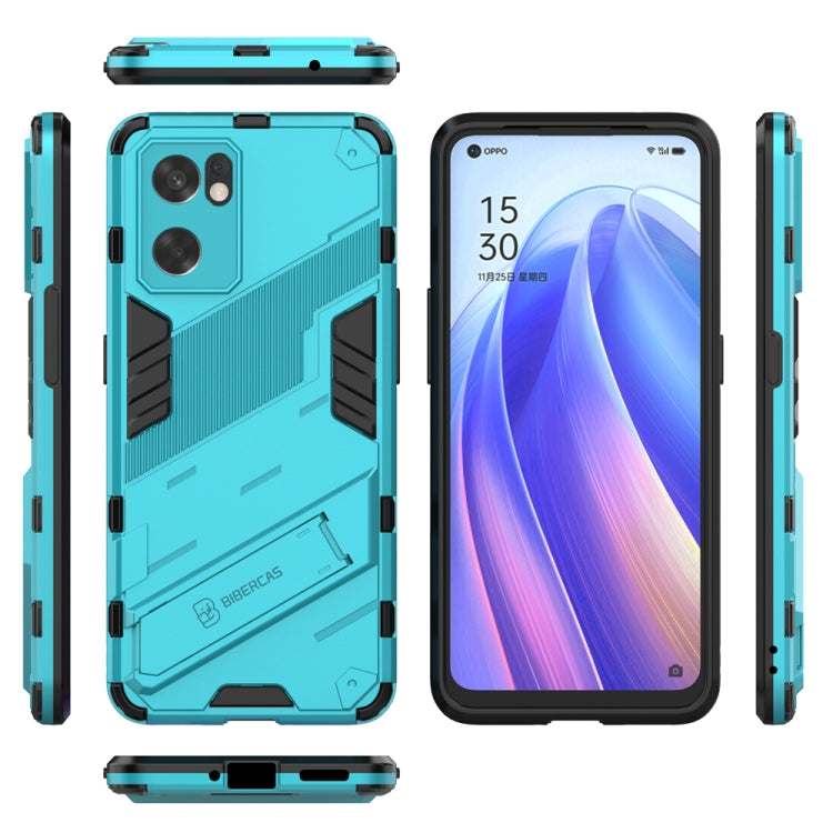 For OPPO Reno7 SE 5G Punk Armor 2 in 1 PC + TPU Shockproof Phone Case with Invisible Holder