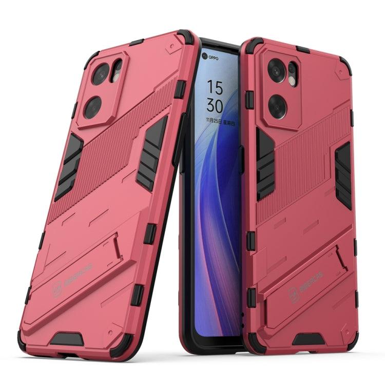 For OPPO Reno7 SE 5G Punk Armor 2 in 1 PC + TPU Shockproof Phone Case with Invisible Holder