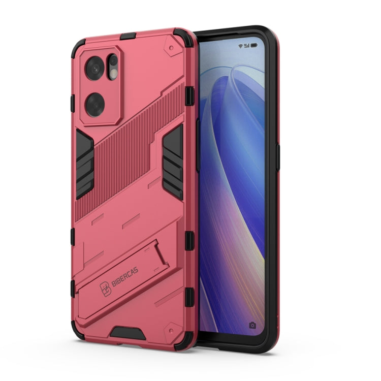 For OPPO Reno7 SE 5G Punk Armor 2 in 1 PC + TPU Shockproof Phone Case with Invisible Holder