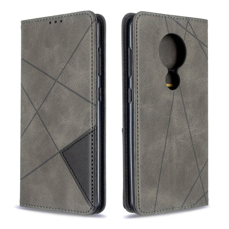 For Nokia 6.2 / 7.2 Rhombus Texture Horizontal Flip Magnetic Leather Case with Holder & Card Slots