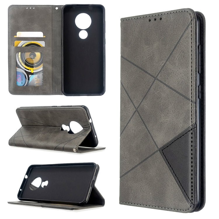 For Nokia 6.2 / 7.2 Rhombus Texture Horizontal Flip Magnetic Leather Case with Holder & Card Slots