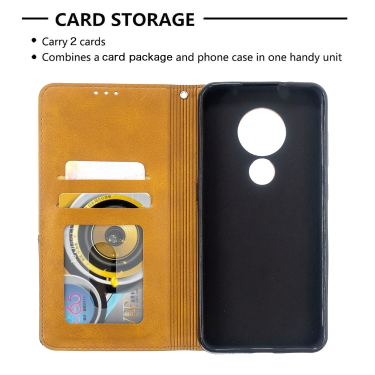 For Nokia 6.2 / 7.2 Rhombus Texture Horizontal Flip Magnetic Leather Case with Holder & Card Slots