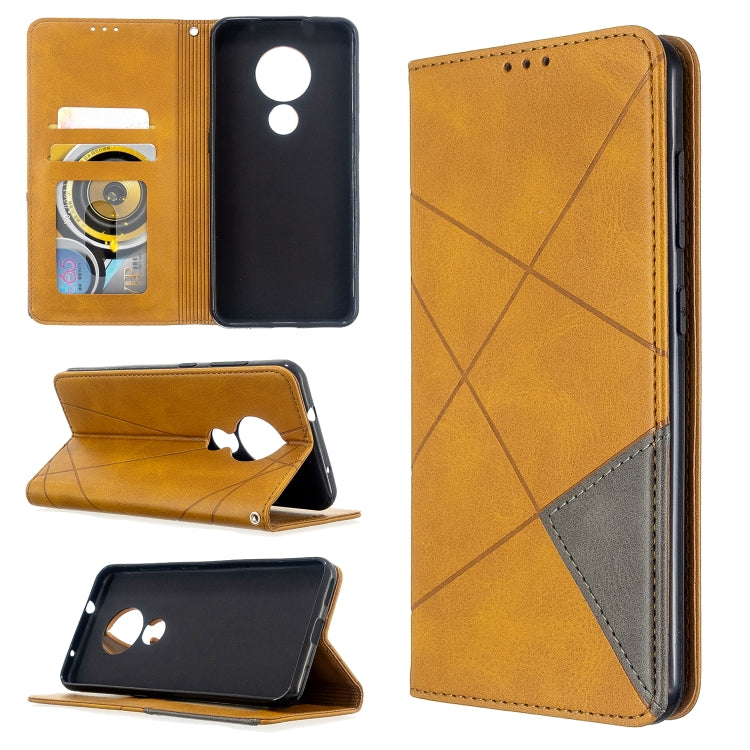 For Nokia 6.2 / 7.2 Rhombus Texture Horizontal Flip Magnetic Leather Case with Holder & Card Slots