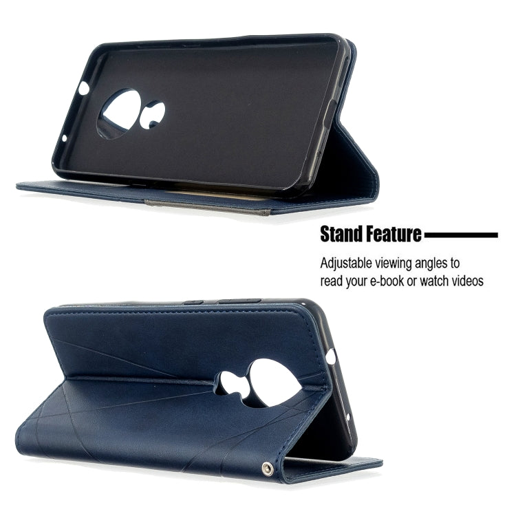 For Nokia 6.2 / 7.2 Rhombus Texture Horizontal Flip Magnetic Leather Case with Holder & Card Slots