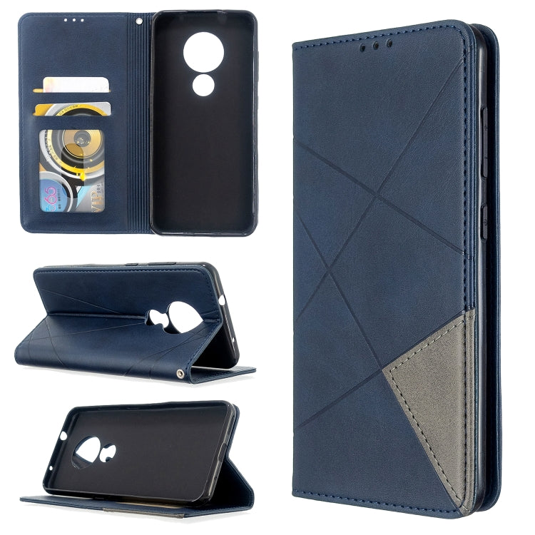 For Nokia 6.2 / 7.2 Rhombus Texture Horizontal Flip Magnetic Leather Case with Holder & Card Slots