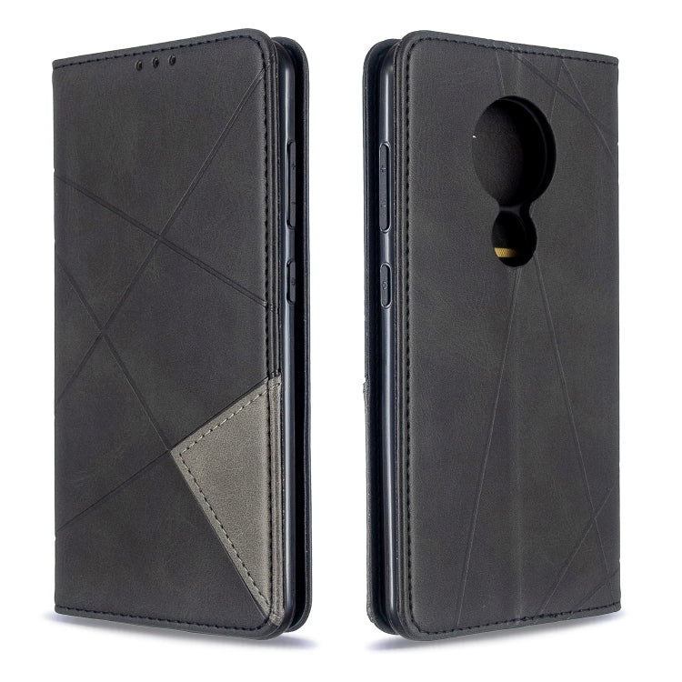 For Nokia 6.2 / 7.2 Rhombus Texture Horizontal Flip Magnetic Leather Case with Holder & Card Slots