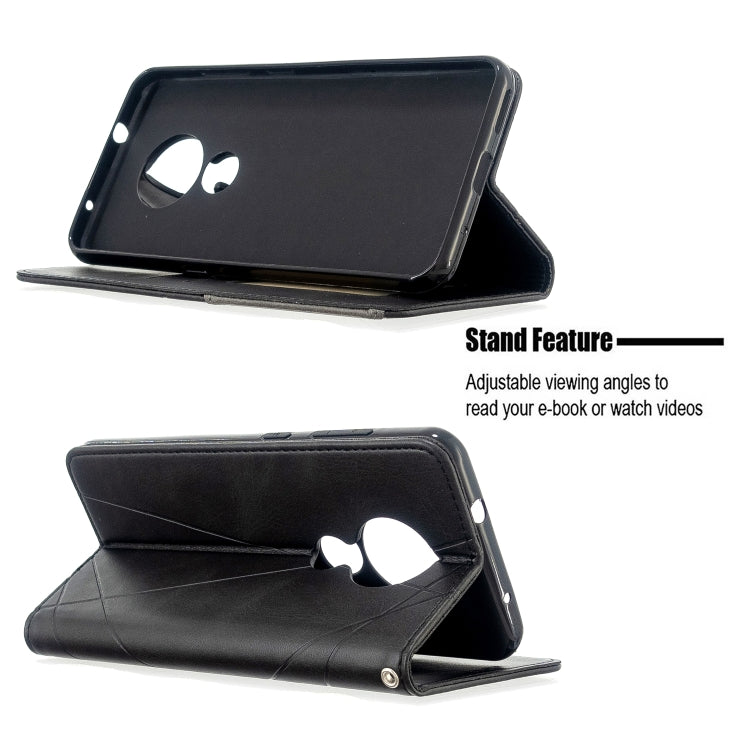 For Nokia 6.2 / 7.2 Rhombus Texture Horizontal Flip Magnetic Leather Case with Holder & Card Slots