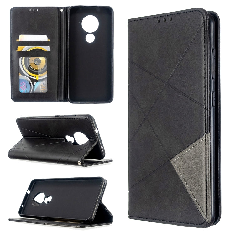 For Nokia 6.2 / 7.2 Rhombus Texture Horizontal Flip Magnetic Leather Case with Holder & Card Slots