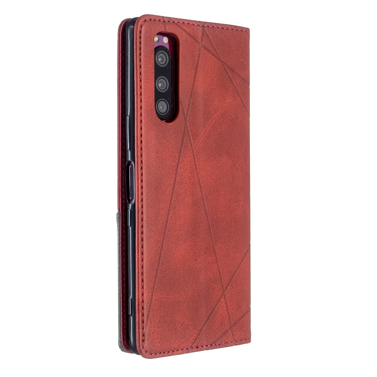 For Sony Xperia 5 / XZ5 Rhombus Texture Horizontal Flip Magnetic Leather Case with Holder & Card Slots
