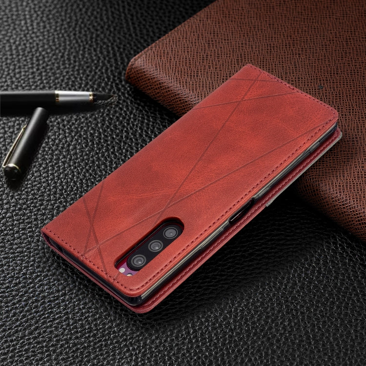 For Sony Xperia 5 / XZ5 Rhombus Texture Horizontal Flip Magnetic Leather Case with Holder & Card Slots