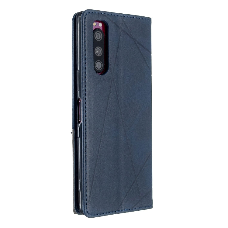 For Sony Xperia 5 / XZ5 Rhombus Texture Horizontal Flip Magnetic Leather Case with Holder & Card Slots