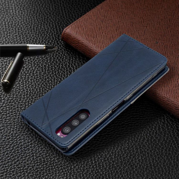 For Sony Xperia 5 / XZ5 Rhombus Texture Horizontal Flip Magnetic Leather Case with Holder & Card Slots