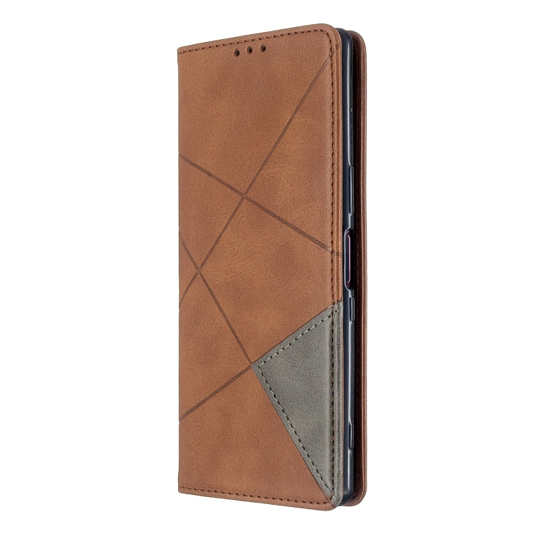 For Sony Xperia 5 / XZ5 Rhombus Texture Horizontal Flip Magnetic Leather Case with Holder & Card Slots