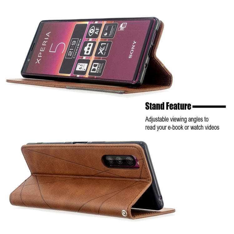 For Sony Xperia 5 / XZ5 Rhombus Texture Horizontal Flip Magnetic Leather Case with Holder & Card Slots