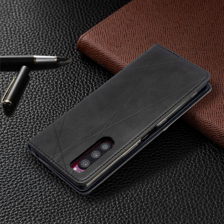 For Sony Xperia 5 / XZ5 Rhombus Texture Horizontal Flip Magnetic Leather Case with Holder & Card Slots