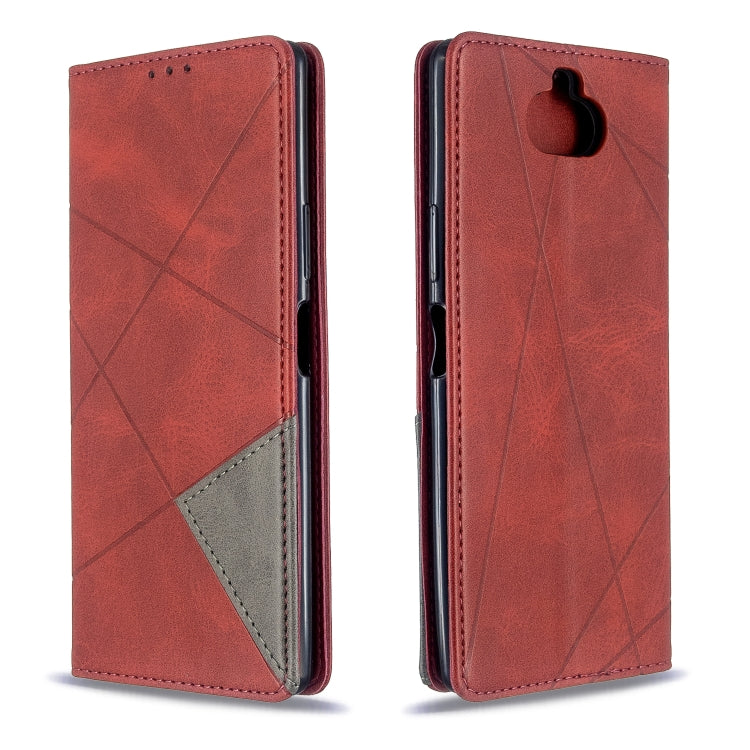 For Sony Xperia 8 Rhombus Texture Horizontal Flip Magnetic Leather Case with Holder & Card Slots