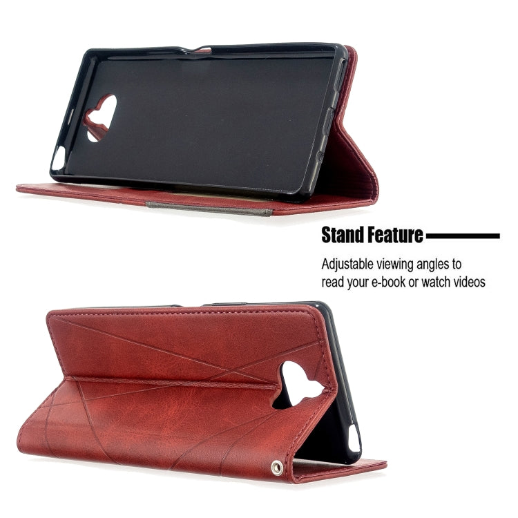 For Sony Xperia 8 Rhombus Texture Horizontal Flip Magnetic Leather Case with Holder & Card Slots