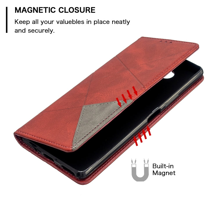 For Sony Xperia 8 Rhombus Texture Horizontal Flip Magnetic Leather Case with Holder & Card Slots