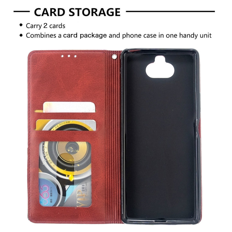 For Sony Xperia 8 Rhombus Texture Horizontal Flip Magnetic Leather Case with Holder & Card Slots