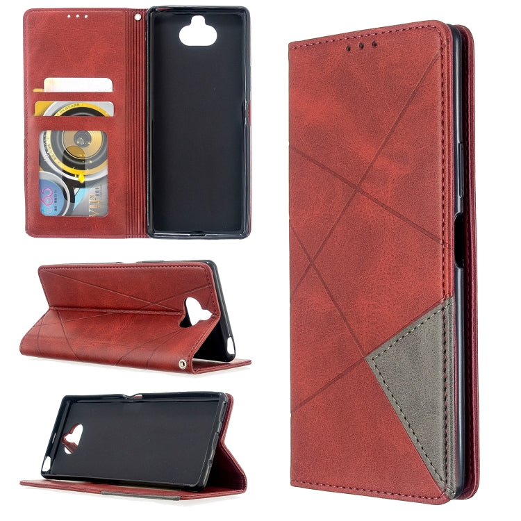 For Sony Xperia 8 Rhombus Texture Horizontal Flip Magnetic Leather Case with Holder & Card Slots