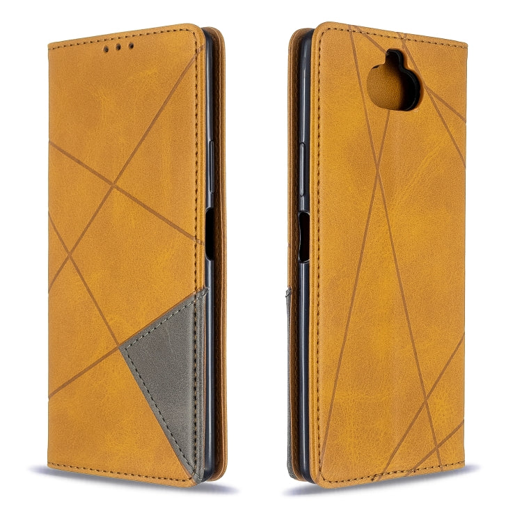 For Sony Xperia 8 Rhombus Texture Horizontal Flip Magnetic Leather Case with Holder & Card Slots