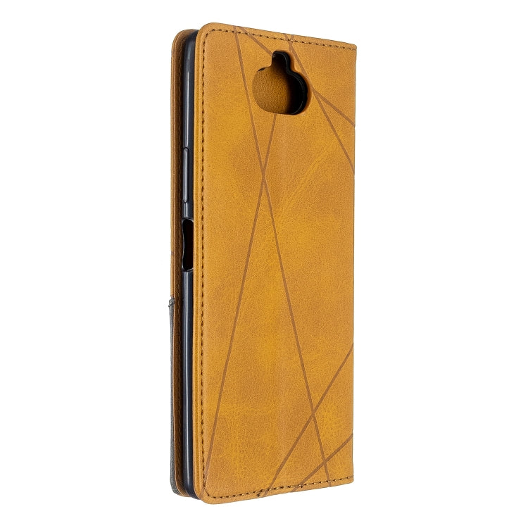 For Sony Xperia 8 Rhombus Texture Horizontal Flip Magnetic Leather Case with Holder & Card Slots