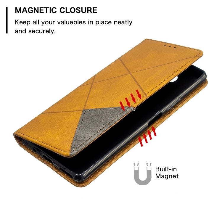 For Sony Xperia 8 Rhombus Texture Horizontal Flip Magnetic Leather Case with Holder & Card Slots