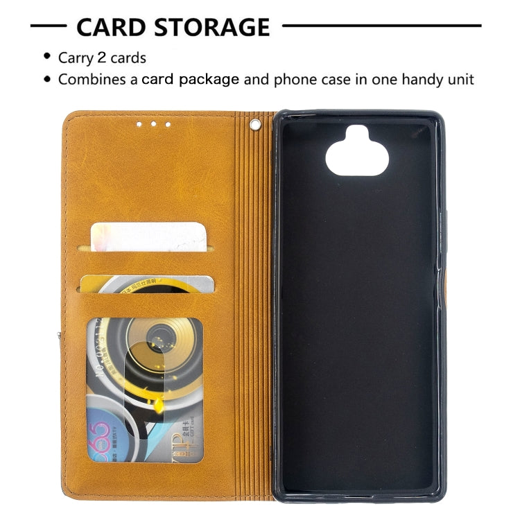 For Sony Xperia 8 Rhombus Texture Horizontal Flip Magnetic Leather Case with Holder & Card Slots
