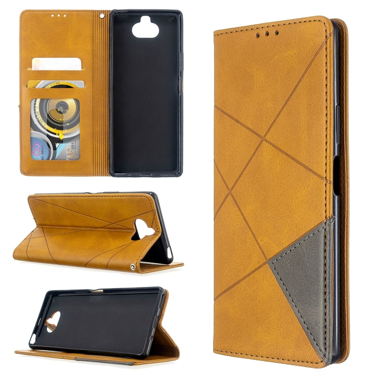 For Sony Xperia 8 Rhombus Texture Horizontal Flip Magnetic Leather Case with Holder & Card Slots