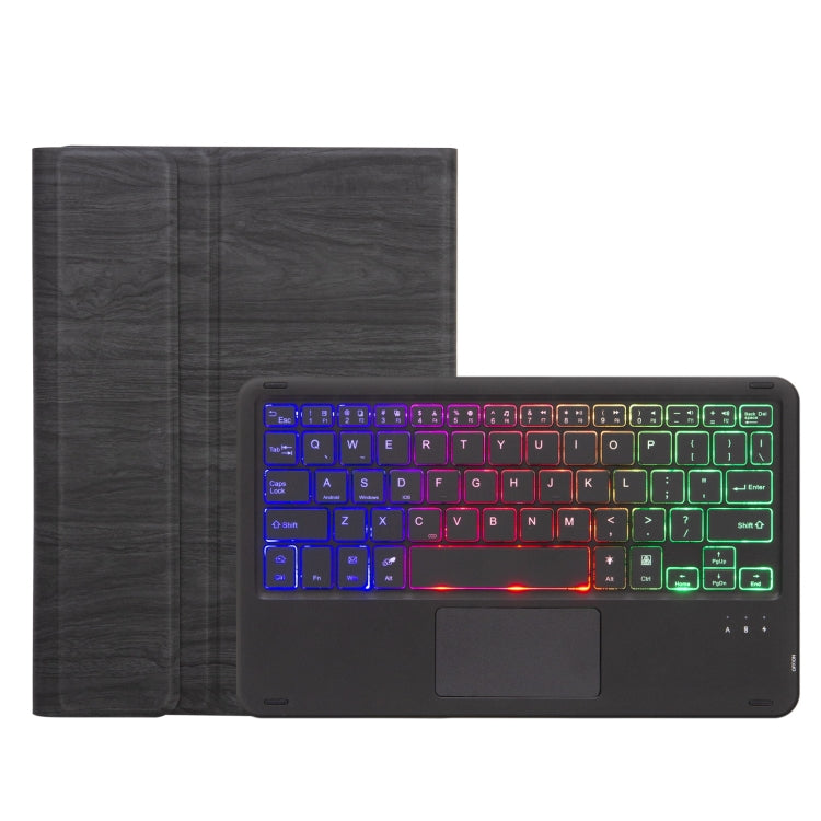 SFGO-AS Tree Texture Backlight Bluetooth Keyboard Leather Case with Touchpad For Microsoft Surface Go 3 / 2 / 1(Black + Black)