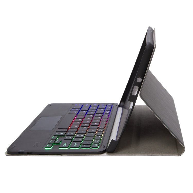 SFGO-AS Tree Texture Backlight Bluetooth Keyboard Leather Case with Touchpad For Microsoft Surface Go 3 / 2 / 1(Black + Black)