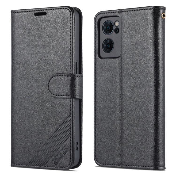 For OPPO Reno7 5G AZNS Sheepskin Texture Flip Leather Phone Case