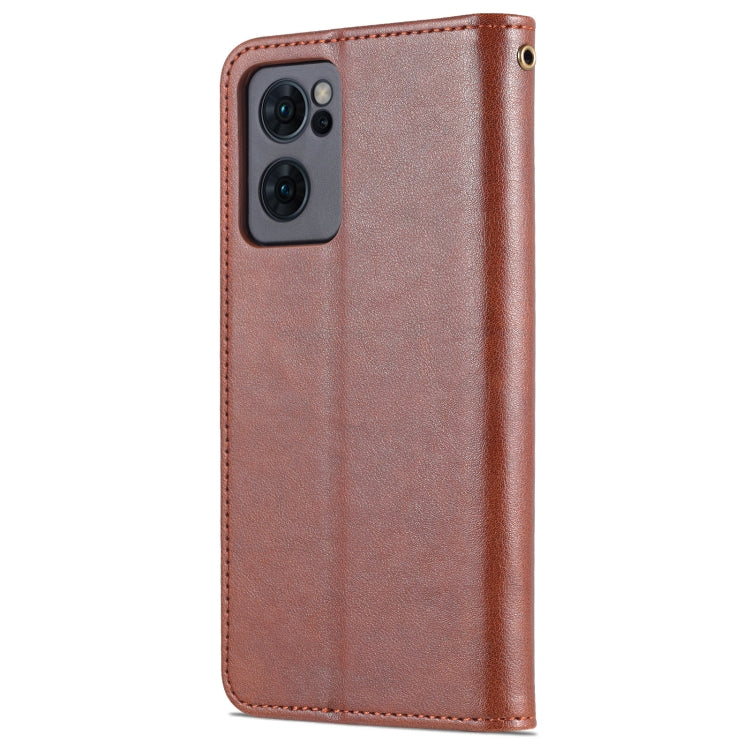 For OPPO Reno7 SE 5G AZNS Sheepskin Texture Flip Leather Phone Case
