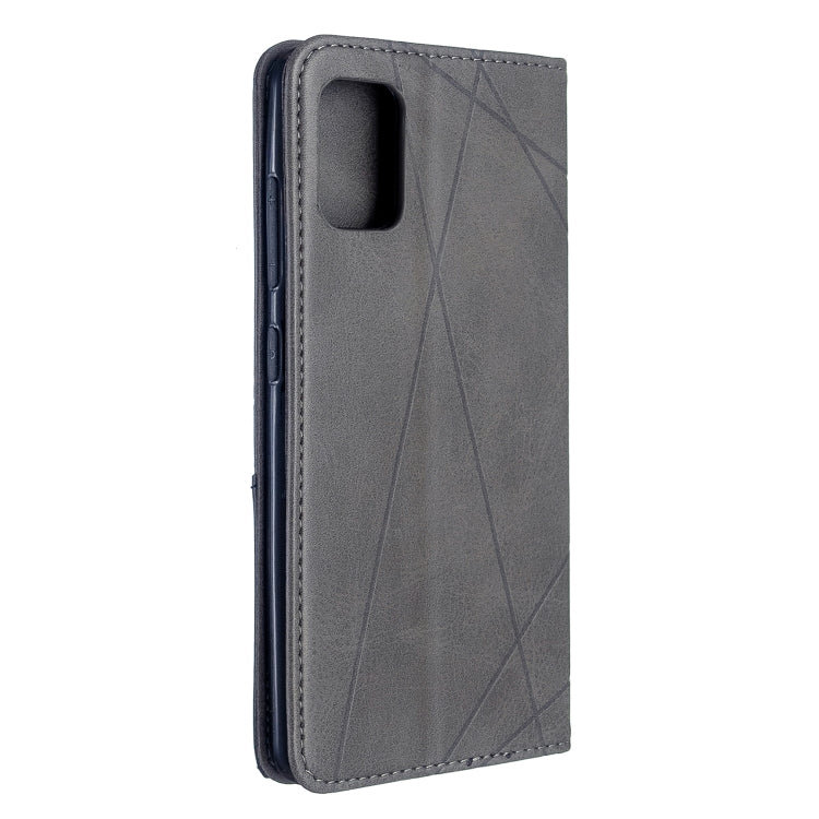 For Galaxy A51 Rhombus Texture Horizontal Flip Magnetic Leather Case with Holder & Card Slots