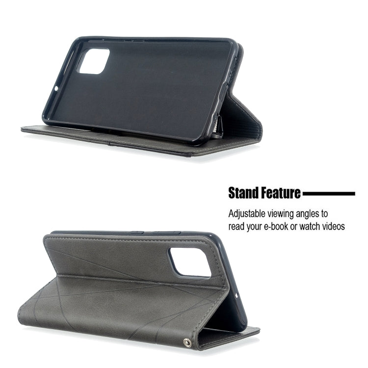 For Galaxy A51 Rhombus Texture Horizontal Flip Magnetic Leather Case with Holder & Card Slots