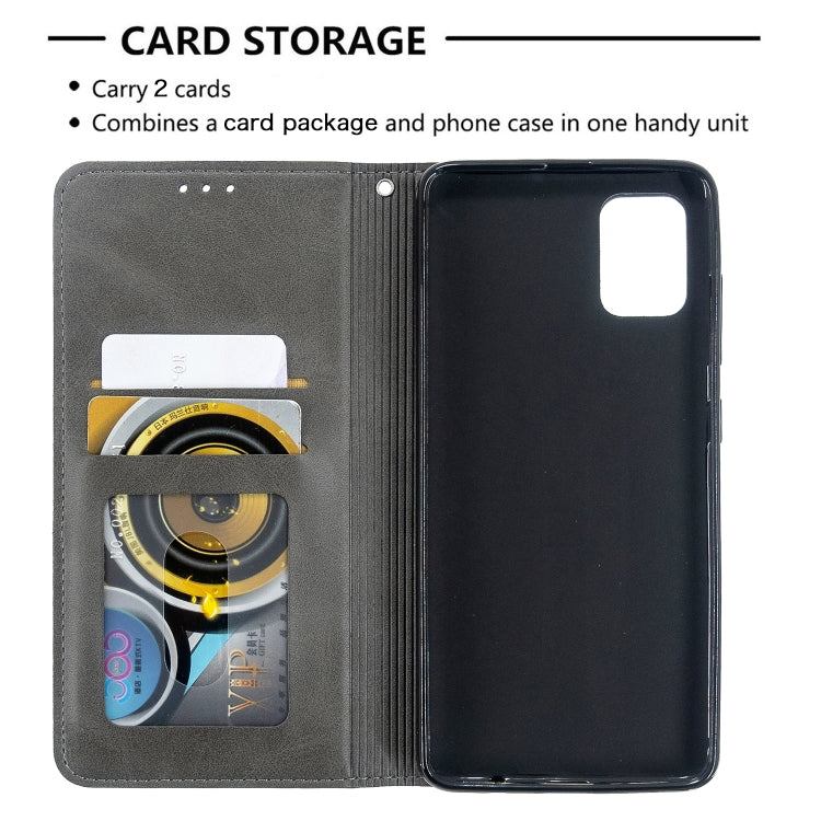 For Galaxy A51 Rhombus Texture Horizontal Flip Magnetic Leather Case with Holder & Card Slots
