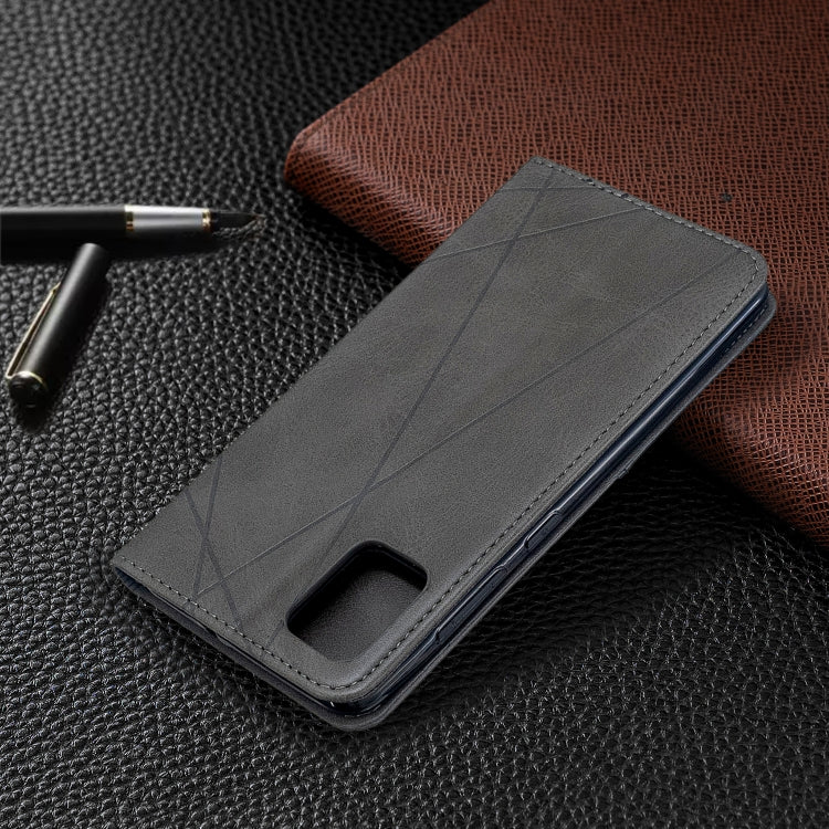 For Galaxy A51 Rhombus Texture Horizontal Flip Magnetic Leather Case with Holder & Card Slots
