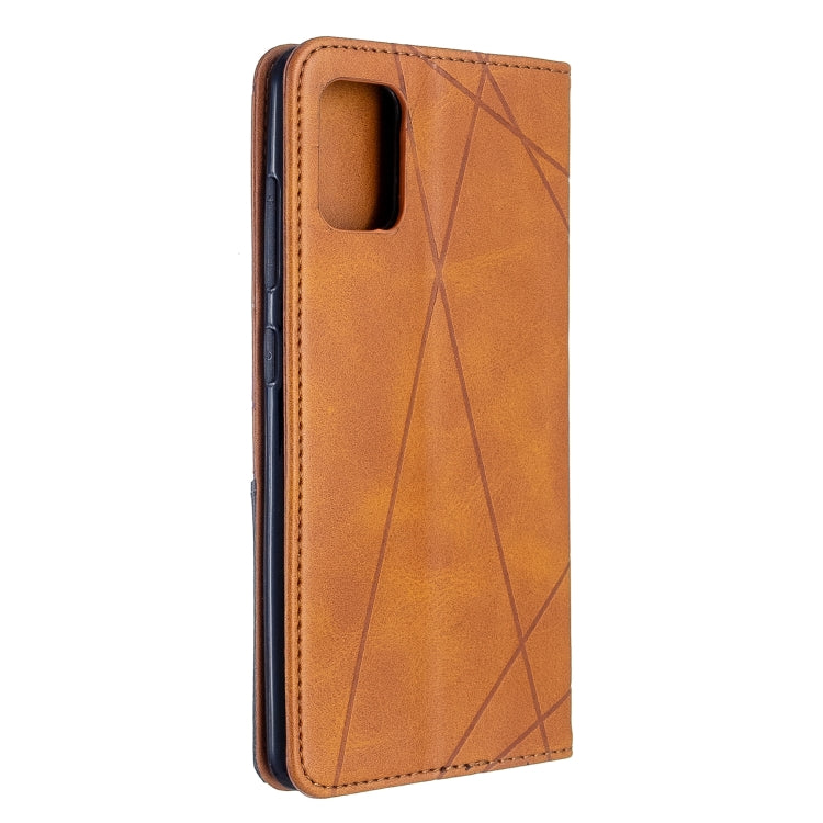 For Galaxy A51 Rhombus Texture Horizontal Flip Magnetic Leather Case with Holder & Card Slots