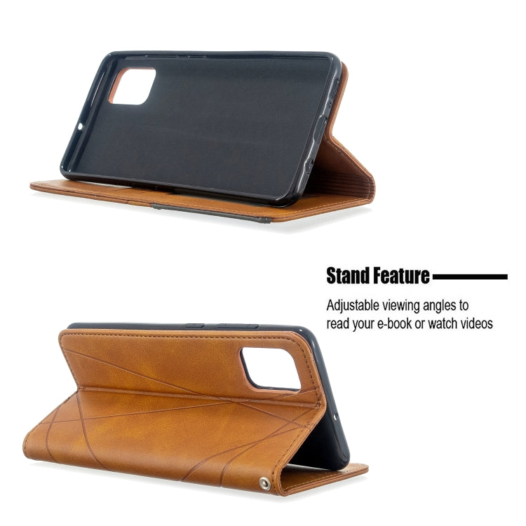 For Galaxy A51 Rhombus Texture Horizontal Flip Magnetic Leather Case with Holder & Card Slots