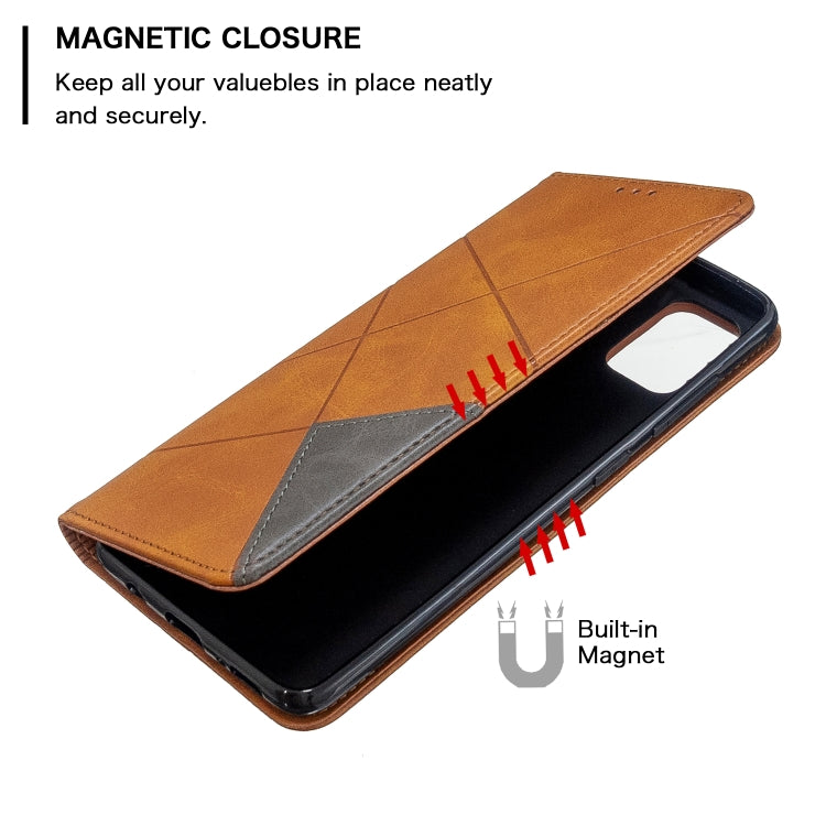 For Galaxy A51 Rhombus Texture Horizontal Flip Magnetic Leather Case with Holder & Card Slots
