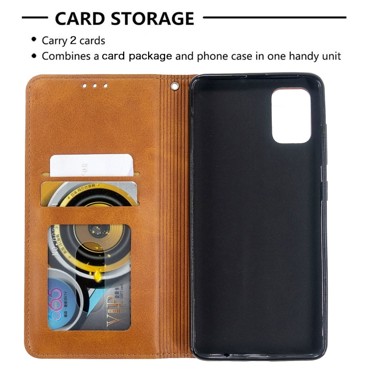 For Galaxy A51 Rhombus Texture Horizontal Flip Magnetic Leather Case with Holder & Card Slots